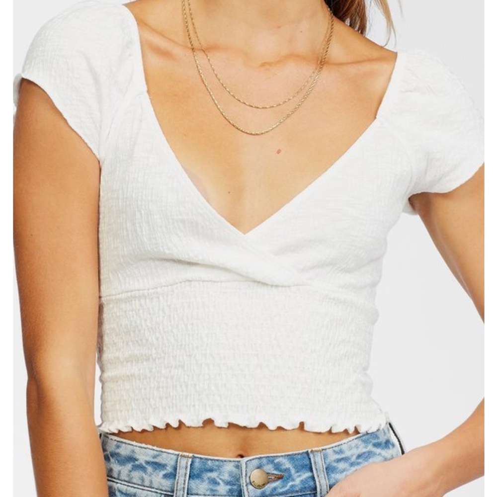 NWT Billabong White Beach Bird Cropped Top Size XS